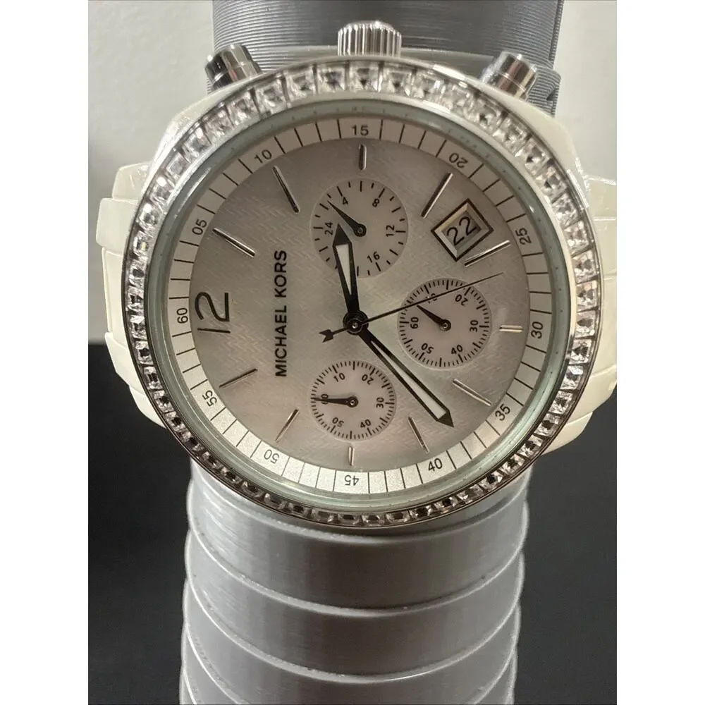 WOMENS MICHAEL KORS RUNWAY MK-5079 MOP DIAL NEW BATTERY 5.5-5.75” BAND (B29)
